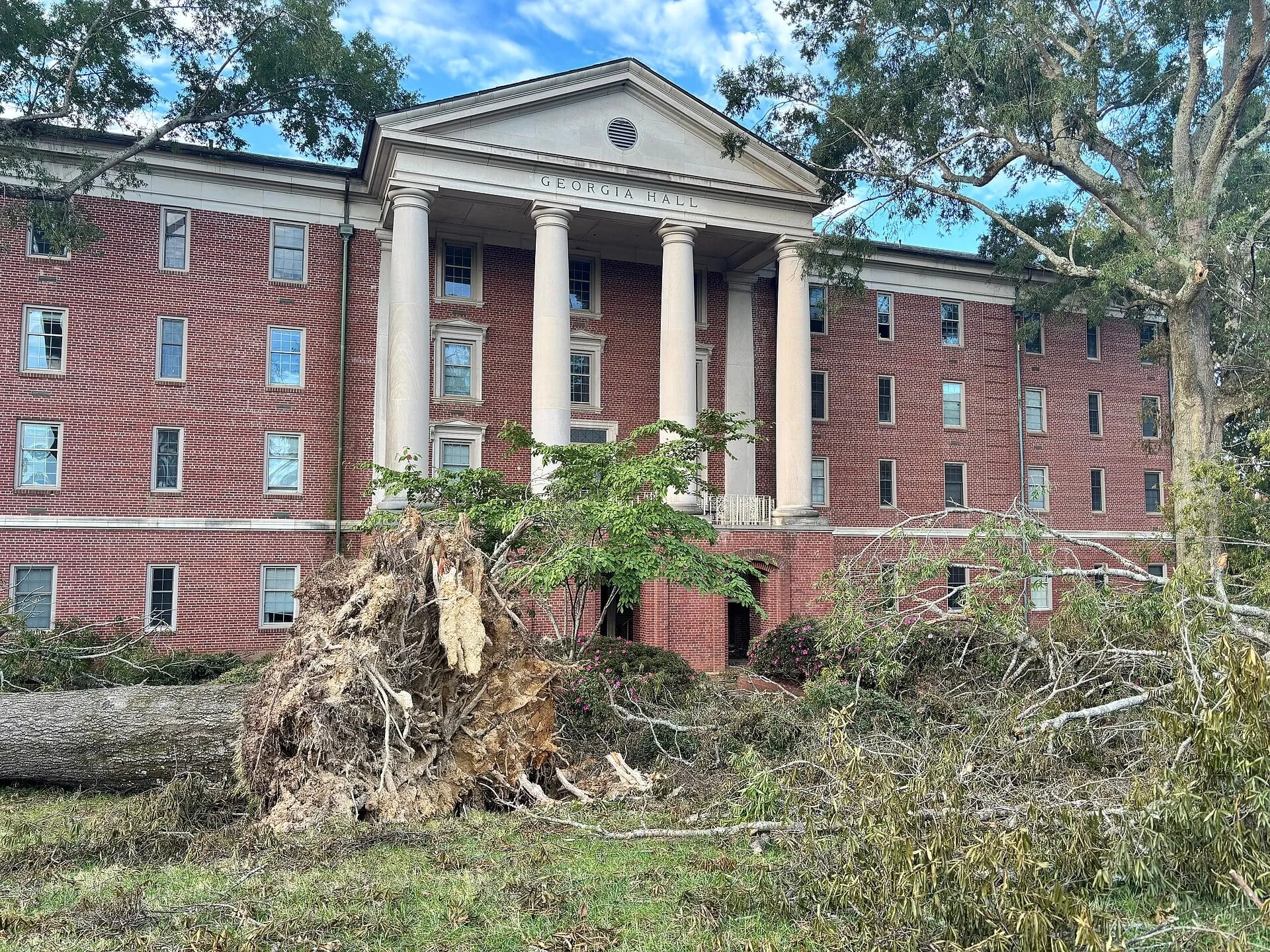 A tree down at Presbyterian College, Clinton, after Hurricane Helene, 2024