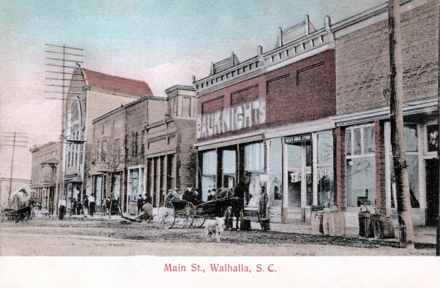 Main Street, Walhalla, on a 1908 postcard